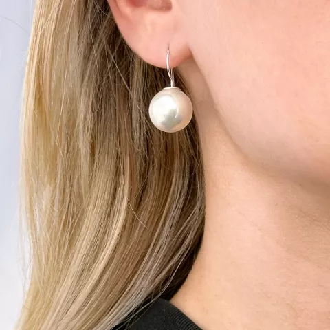 14 mm Perle Ohrringe in Silber