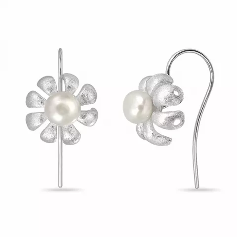 Blumen Perle Ohrhaken in Silber