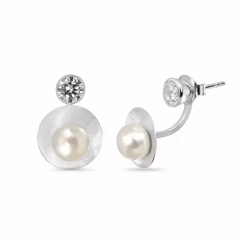 runden Perle Ohrringe in Silber