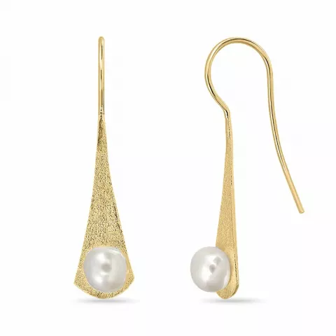 lange Perle Ohrringe in vergoldetem Silber