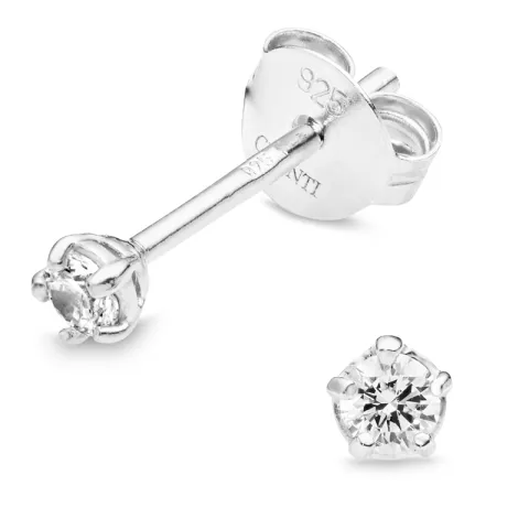 3 mm Zirkon Solitärohrstecker in Silber