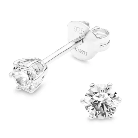 4 mm Zirkon Solitärohrstecker in Silber