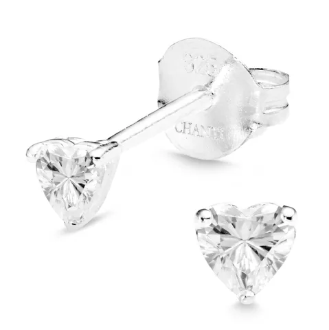 Herz Zirkon Solitärohrstecker in Silber