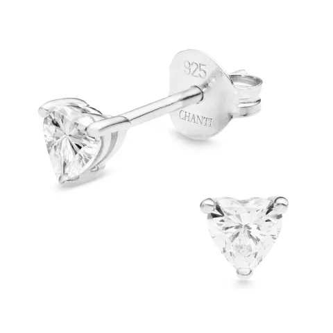 Herz Zirkon Solitärohrstecker in Silber