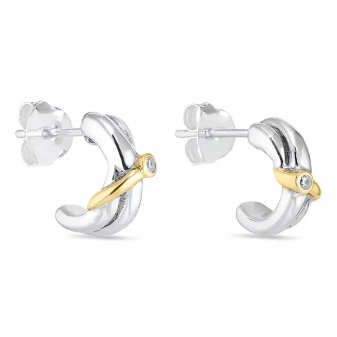 Ohrstecker in Silber mit 8 karat Gold mit Zirkon