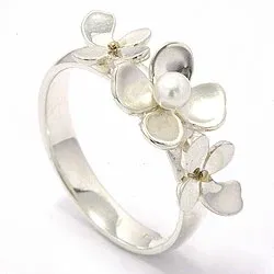 Blumen Perle Ring aus Silber