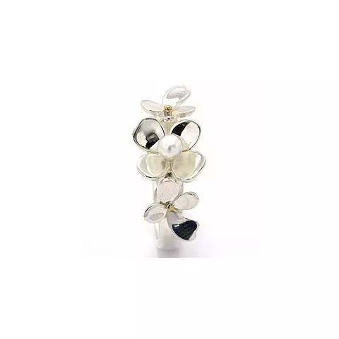 Blumen Perle Ring aus Silber