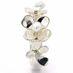 Blumen Perle Ring aus Silber