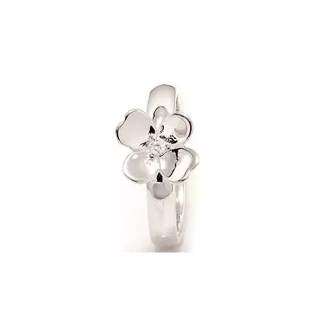 Blumen weißem Zirkon Ring aus Silber