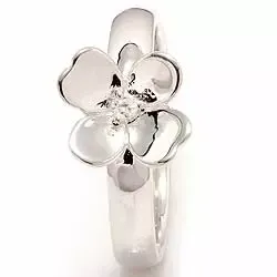 Blumen weißem Zirkon Ring aus Silber