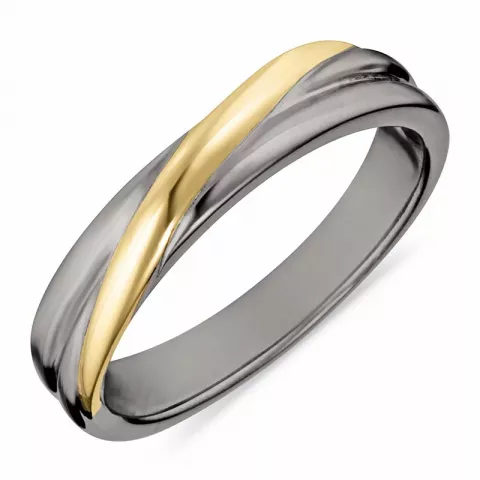 Ring aus schwarzes rhodiniertes Silber mit vergoldetem Sterlingsilber