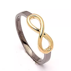 Unendlichkeitszeichen Ring aus schwarzes rhodiniertes Silber mit vergoldetem Sterlingsilber