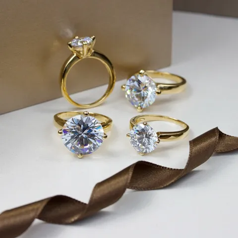 Zirkon Ring aus vergoldetem Sterlingsilber