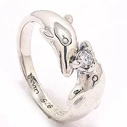 Delfin Ring aus oxidiertem Sterlingsilber