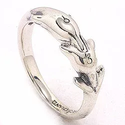 Delfin Ring aus oxidiertem Sterlingsilber