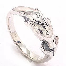 Delfin Ring aus oxidiertem Sterlingsilber