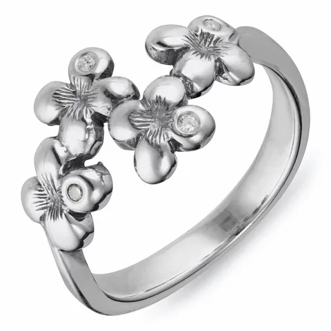 Blumen Ring aus oxidiertem Sterlingsilber