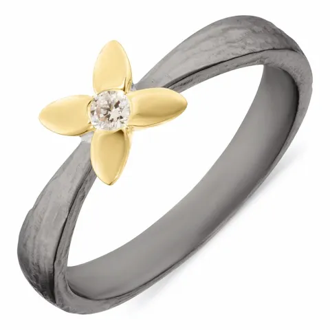 Kollektionsmuster Blumen Ring aus oxidiertem Sterlingsilber