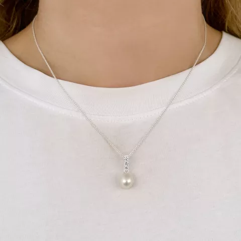 Perle Anhänger mit Halskette aus Silber