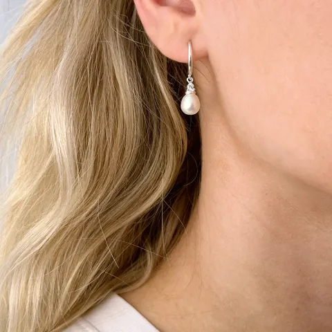 Brautschmuck 2025 | Kristall Braut Ohrringe Elea Mit Weiße Perle