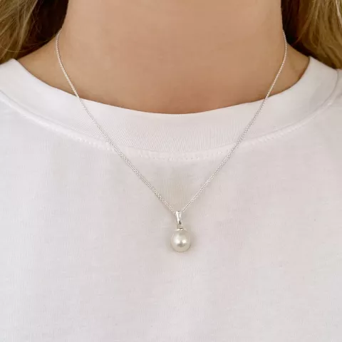 Perle Anhänger mit Halskette aus Silber