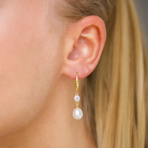 7,5-8 mm Perle Ohrringe in vergoldetem Silber