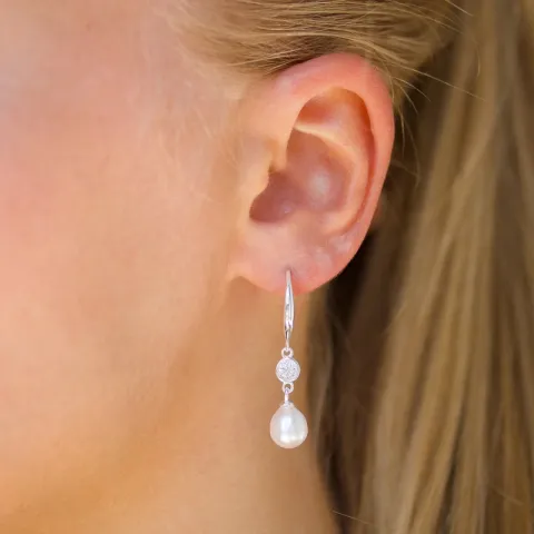 7,5-8 mm Perle Ohrringe in Silber