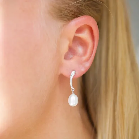 7,5-8 mm Perle Ohrringe in Silber