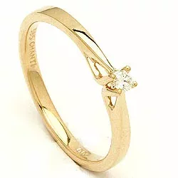 Einfacher diamant gold ring in 14 karat gold 0,05 ct