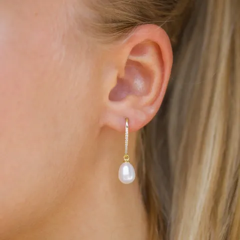 7,5-8 mm Perle Ohrringe in vergoldetem Sterlingsilber