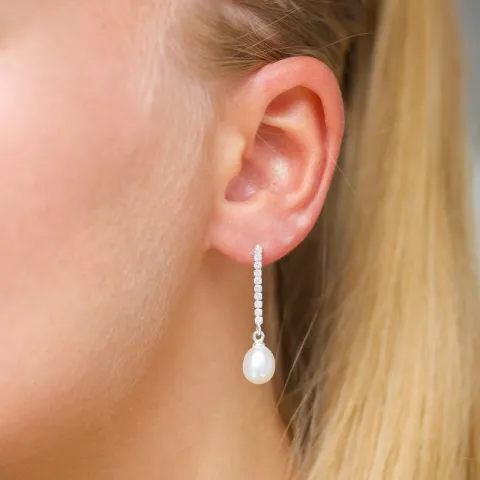 7,5-8 mm Perle Ohrringe in Silber