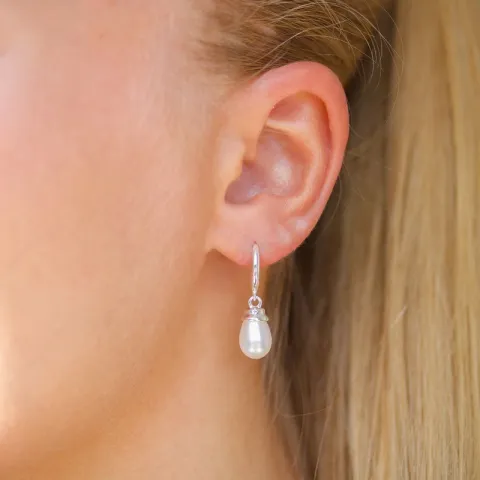 7,5-8 mm Perle Ohrringe in Silber