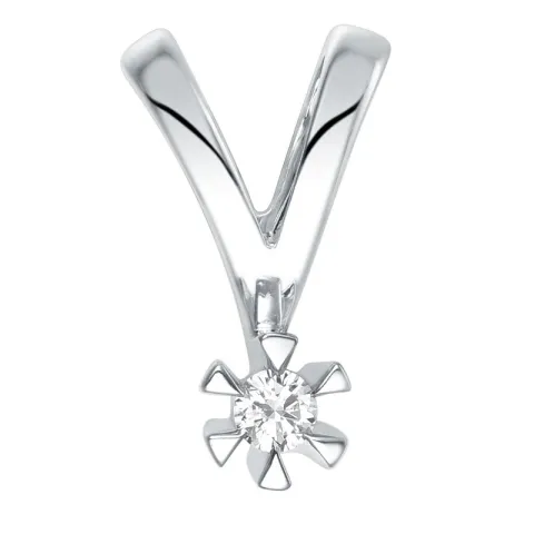 Diamant Solitäranhänger in 14 karat Weißgold 0,05 ct