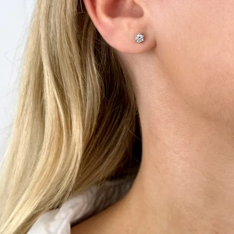 2 x 0,20 ct Solitärohrstecker in 14 Karat Weißgold mit Diamant