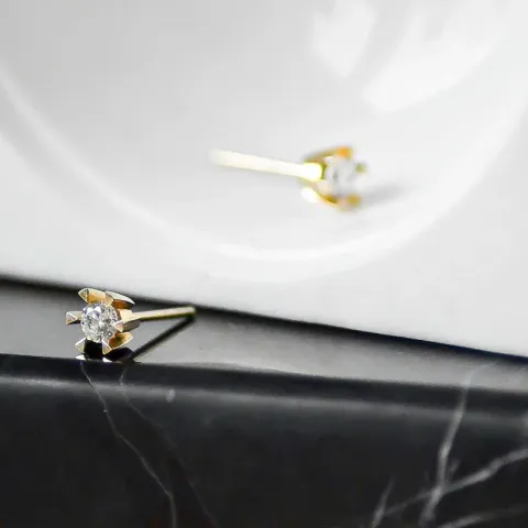 2 x 0,20 ct Solitärohrstecker in 14 Karat Gold mit Diamant 