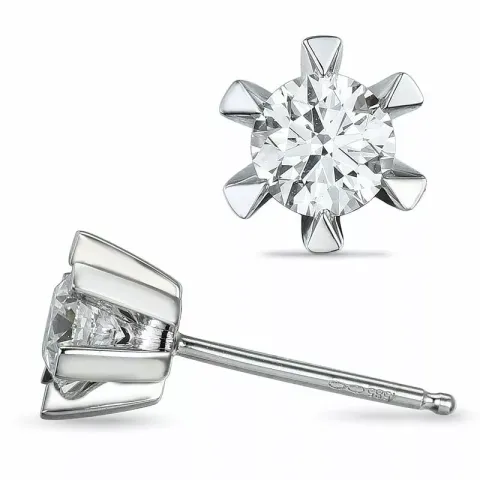 2 x 0,40 ct Solitärohrstecker in 14 Karat Weißgold mit Diamant