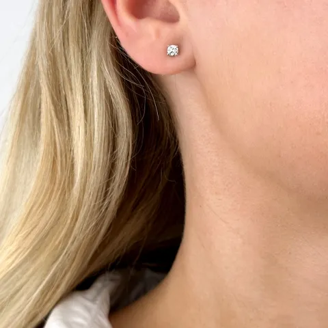 2 x 0,20 ct Solitärohrstecker in 14 Karat Weißgold mit Diamant