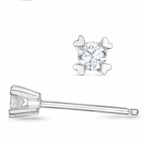 2 x 0,05 ct Solitärohrstecker in 14 Karat Weißgold mit Diamant
