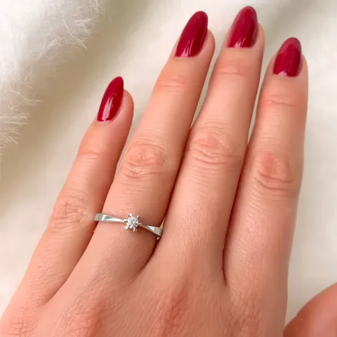 0,10 ct Solitär ring aus 14 Karat Weißgold