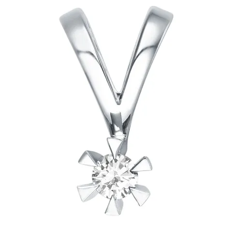 Diamant Solitäranhänger in 14 karat Weißgold 0,10 ct