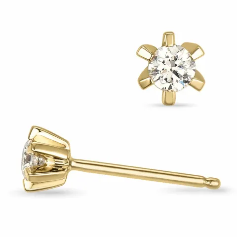 2 x 0,10 ct Solitärohrstecker in 14 Karat Gold mit Diamant 