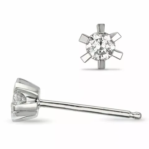 2 x 0,10 ct Solitärohrstecker in 14 Karat Weißgold mit Diamant