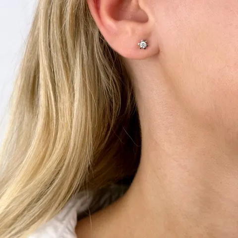 2 x 0,10 ct Solitärohrstecker in 14 Karat Weißgold mit Diamant