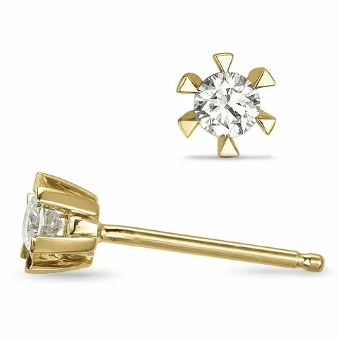 2 x 0,10 ct Solitärohrstecker in 14 Karat Gold mit Diamant 