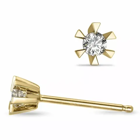 2 x 0,05 ct Solitärohrstecker in 14 Karat Gold mit Diamant 