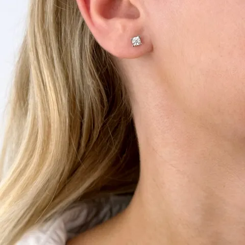 2 x 0,20 ct Solitärohrstecker in 14 Karat Weißgold mit Diamant