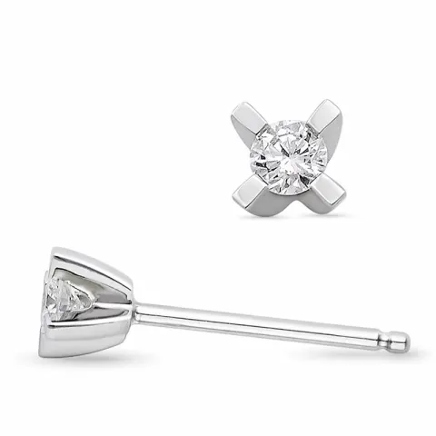 2 x 0,05 ct Solitärohrstecker in 14 Karat Weißgold mit Diamant