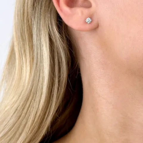 2 x 0,20 ct Solitärohrstecker in 14 Karat Weißgold mit Diamant