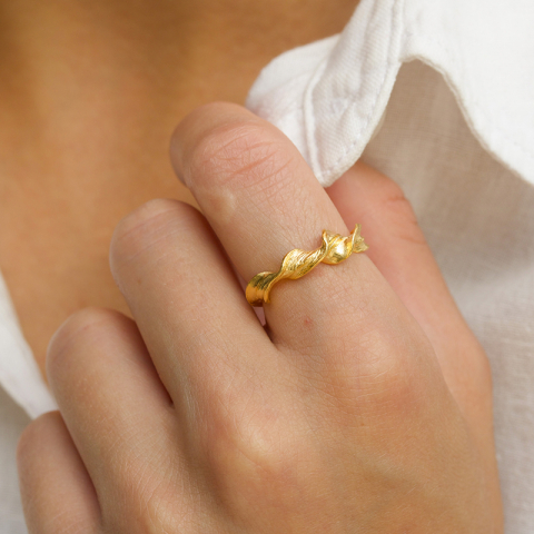 gewunden Ring aus vergoldetem Sterlingsilber