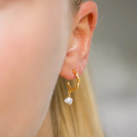 Perle Halbkreolen in vergoldetem Sterlingsilber